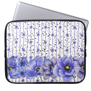 VATTENFÄRGBLUE ANEMONPOPPIER LAPTOP FODRAL