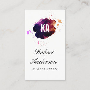 Vattenfärgborst/Monogram Visitkort
