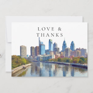Vattenfärgbröllopsfoto från Philadelphia Tack Kort