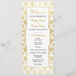 Vattenfärgbröllopsprogram 1920-talets Art Deco Gul Program