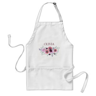Vattenfärgburgundär rosa blommor vuxen på plattan förkläde