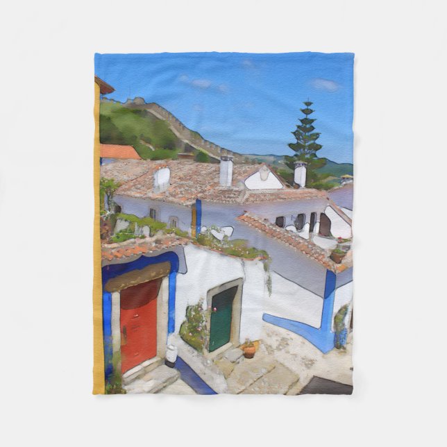 Vattenfärgby Fleecefilt (Framsidan)