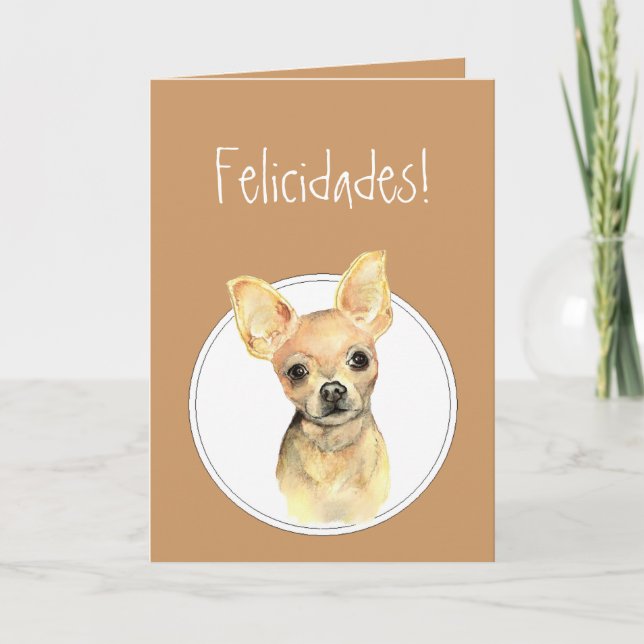 VattenfärgChihuahua, Felicidades! Beställnings- Kort (Framsida)