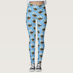 Vattenfärgcirkelmålning av medeltida slott leggings