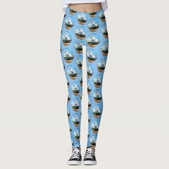 Vattenfärgcirkelmålning av medeltida slott leggings (Framsida)