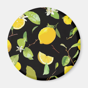 Vattenfärgcitron & LeavesWatercolor citron & löv Magnet