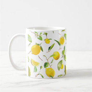 Vattenfärgcitron & löv 2 kaffemugg