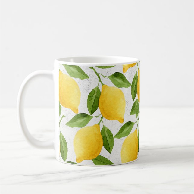 Vattenfärgcitronmönster Kaffemugg (Vänster)