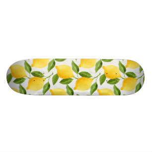 Vattenfärgcitronmönster Mini Skateboard Bräda 18,5 Cm