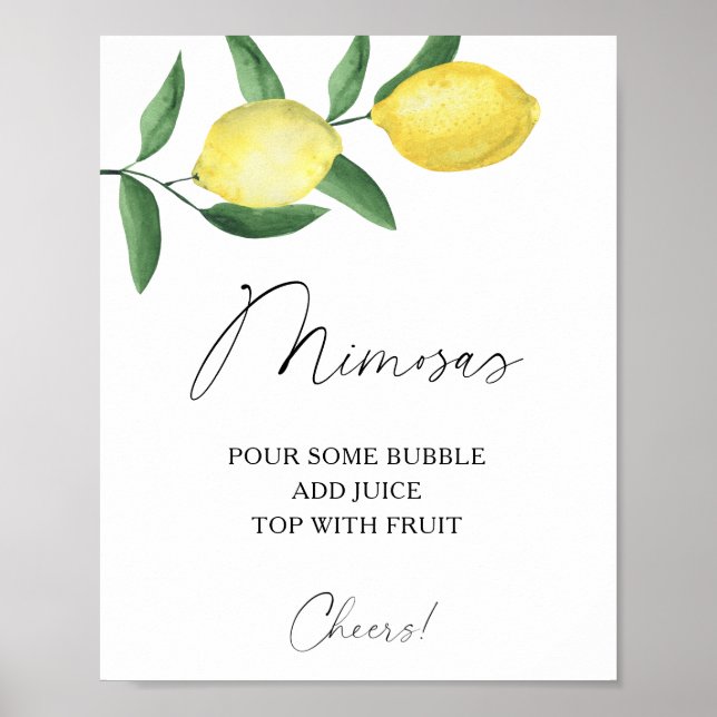 Vattenfärgcitruscitruscitron - Mimosas Poster (Framsidan)