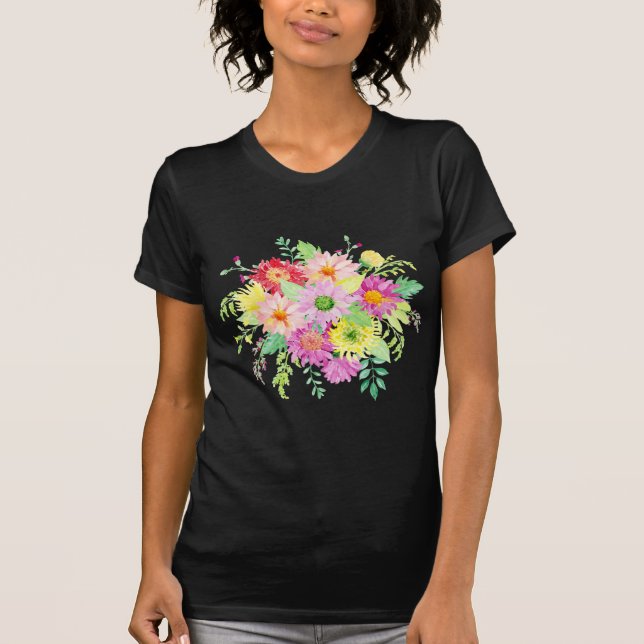 Vattenfärgdaisybukett T-shirt (Framsida)