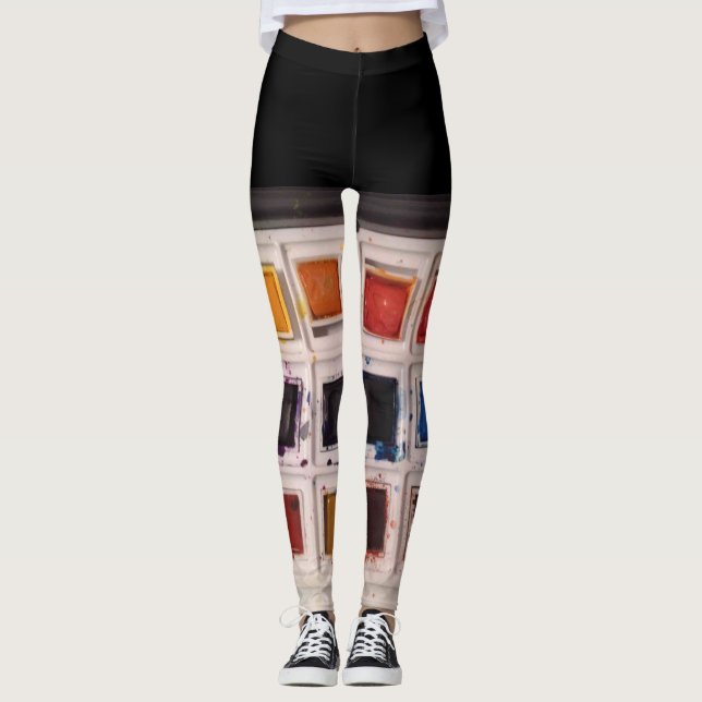Vattenfärgdamasker Leggings (Framsida)