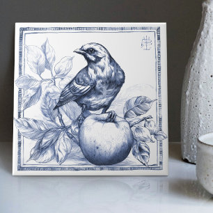 Vattenfärgdekaler för Delft Sparow Apple Art nouve Kakelplatta