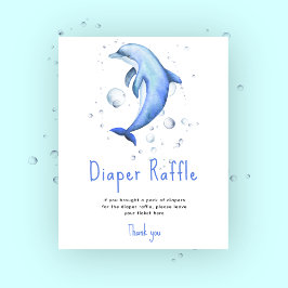Vattenfärgdelfin - Diaper Raffle-spel Poster