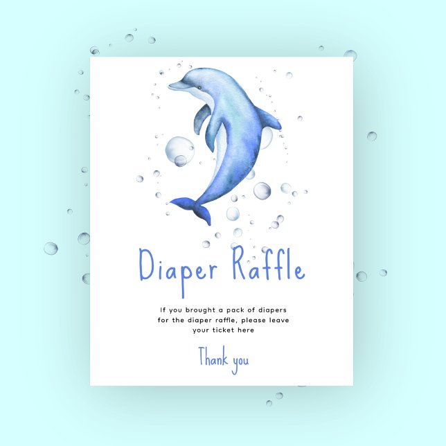 Vattenfärgdelfin - Diaper Raffle-spel Poster (Skapare uppladdad)