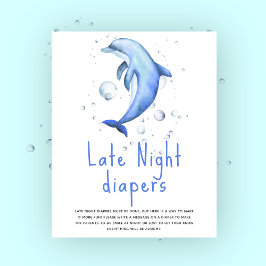 Vattenfärgdelfin - Sent nattblöjor Poster