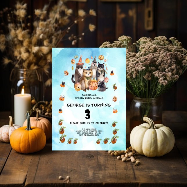 VATTENFÄRGDJUR PARTY THEME BARNS FÖDELSEDAG PARTY INBJUDNINGAR (Skapare uppladdad)