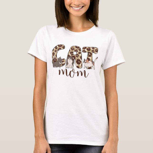 VATTENFÄRGDJUR UTSKRIFT CAT MAMMA T SHIRT (Framsida)