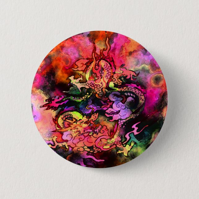 Vattenfärgdrakar knäppas #2 knapp (Framsida)