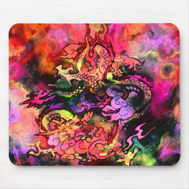 Vattenfärgdrake Mousepad #2 Musmatta (Framsidan)