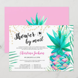 Vattenfärgdusch för ananas guld glitter via e-post inbjudningar