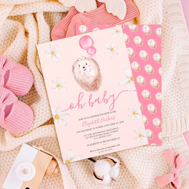 Vattenfärgdusch för Cute guld-blomman Inbjudningar (Skapare uppladdad)