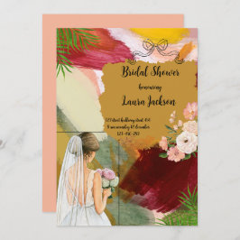 vattenfärgen abstrakt inbjudningskort för möhippan