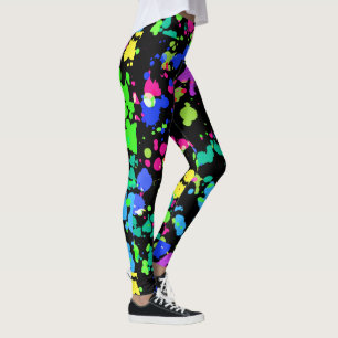 Vattenfärgen abstrakt, målar splatteren, Fauxneon Leggings