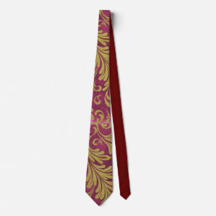 Vattenfärgen Acanthus Löv Lila Magenta Guld Slips