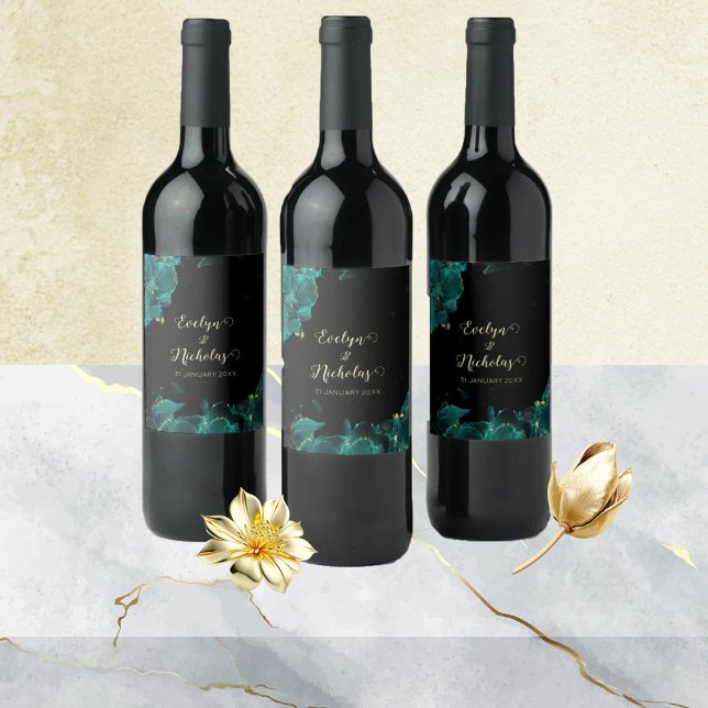 Vattenfärgen Anastasia Black and Grönt Vin etikett (Skapare uppladdad)