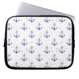 Vattenfärgen ankrar mönster 2 laptop sleeve