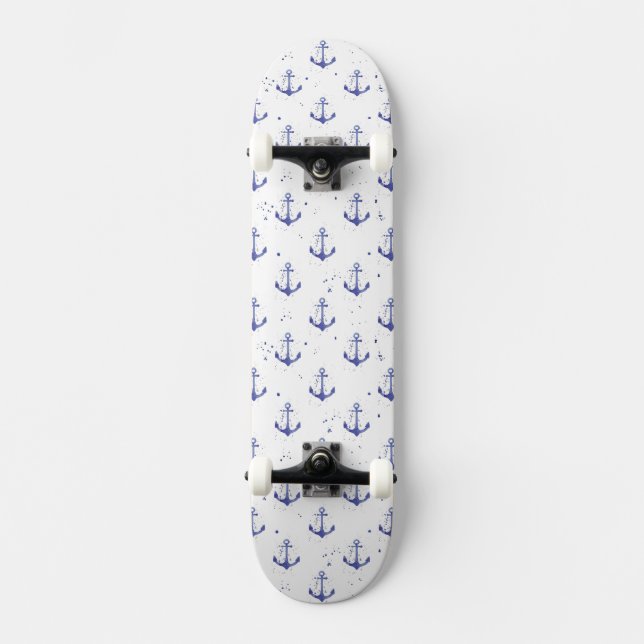 Vattenfärgen ankrar mönster 2 skateboard bräda 20,5 cm (Framsida)