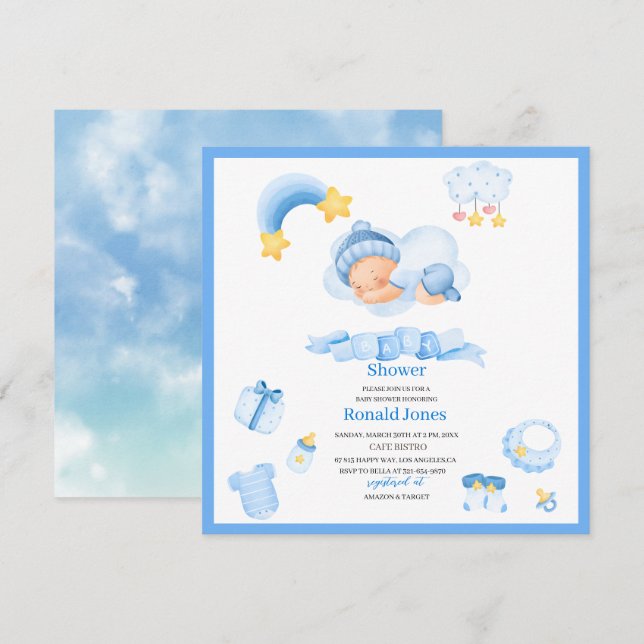 Vattenfärgen är Boho Nursery Baby Showe Inbjudningar (Fram/baksida)