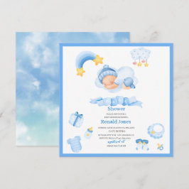 Vattenfärgen är Boho Nursery Baby Showe Inbjudningar