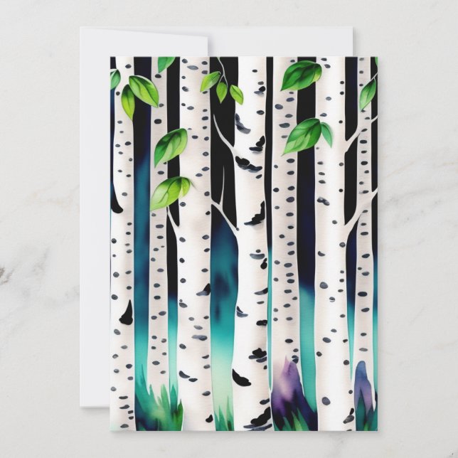 Vattenfärgen Aspen Träd Flat Hälsning Kort (Framsida)