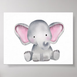Vattenfärgen baby elephant sitta poster