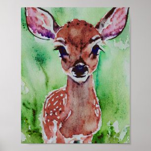 vattenfärgen baby fawn poster