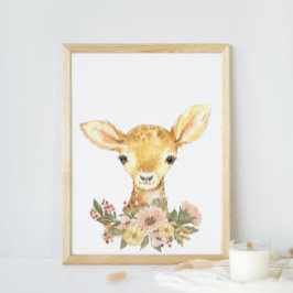 Vattenfärgen Baby Hjort Nursery Poster