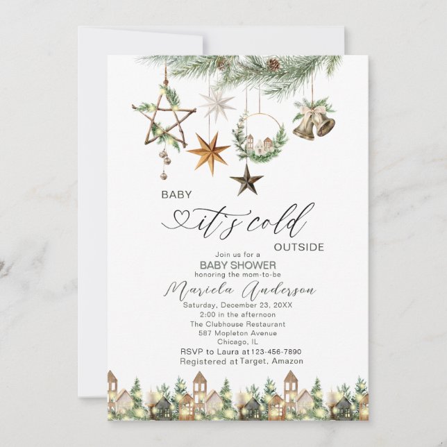 Vattenfärgen Baby kallet utanför Baby Shower Invi Inbjudningar (Framsida)