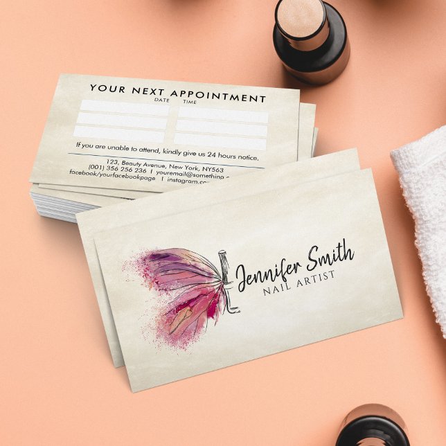 Vattenfärgen Bläck Butterfly - Nail Artist Visitkort (Skapare uppladdad)