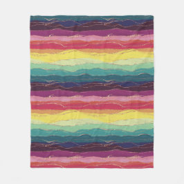 Vattenfärgen bläck guld, glitter,, regnbåge rand fleecefilt