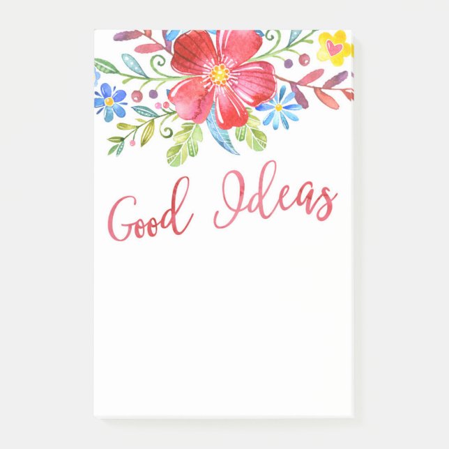 Vattenfärgen blommar bra idéer post-it block (Framsida)