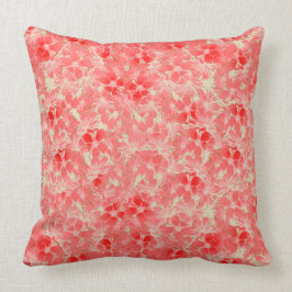 Vattenfärgen blommar i pastellfärgad rött och rosa kudde