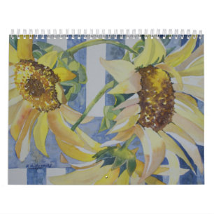 Vattenfärgen blommar kalendern kalender