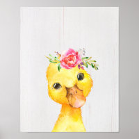 Vattenfärgen Blommigt Anka Farmhouse Stil Art