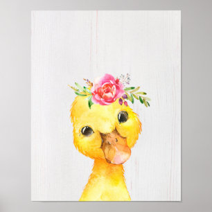 Vattenfärgen Blommigt Anka Farmhouse Stil Art Poster