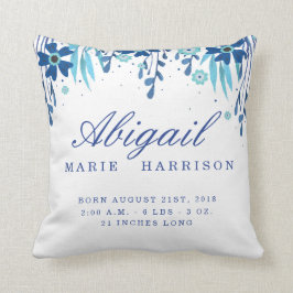 Vattenfärgen Blommigt Baby Birth Announcement Pill Kudde