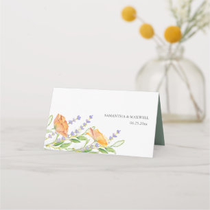 Vattenfärgen Blommigt Bröllop Placeringskort