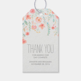 Vattenfärgen Blommigt Bröllop Presentetikett