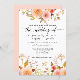 Vattenfärgen  Blommigt Bröllop Ro Löv Inbjudningar